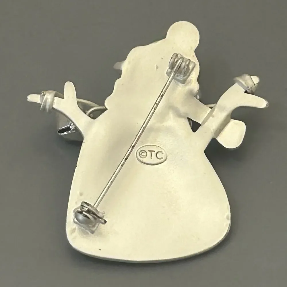 TC Snowman Pin Brooch With Bells Scarf Christmas Jingle All The Way